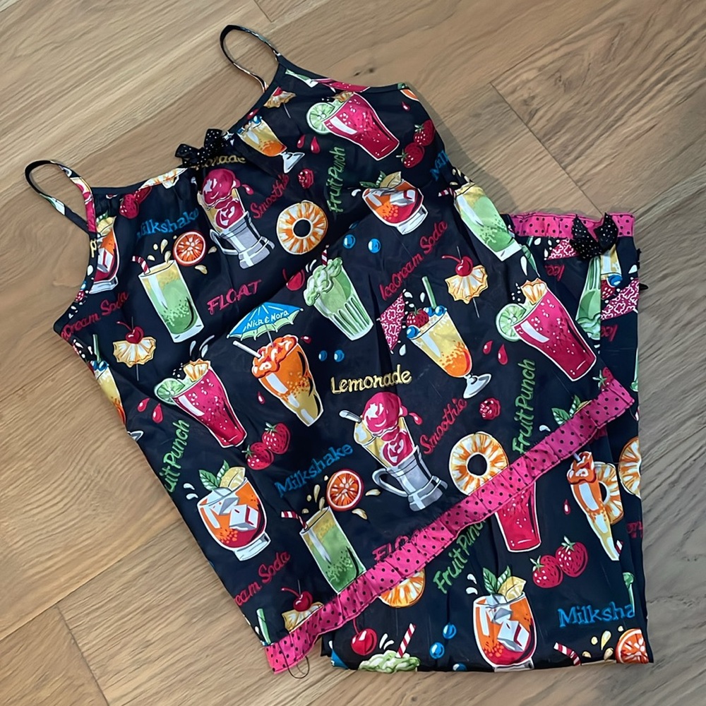Nick & Nora Multicolor Drink Print Pajama Set, Size XL-16